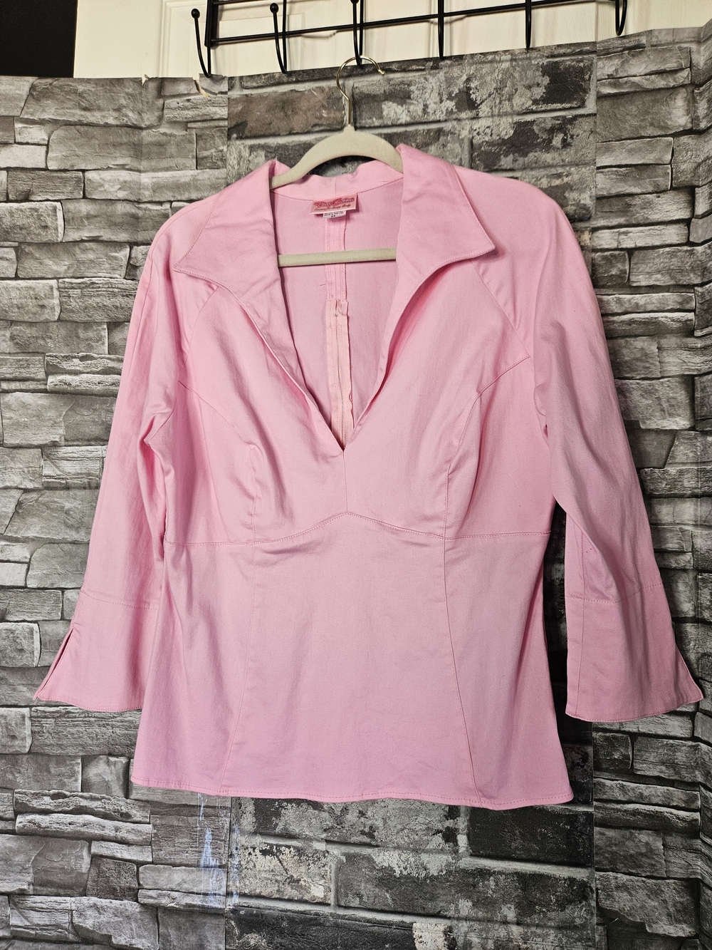 Pinup Couture Pink V-Neck Three-Quarter Sleeve Top